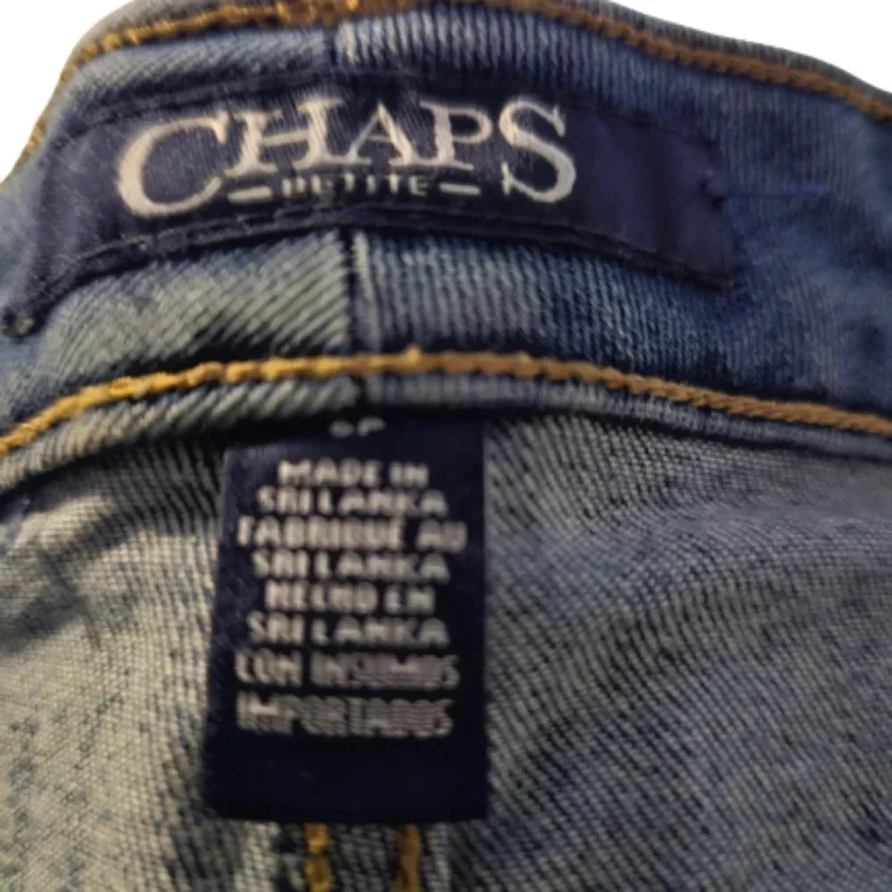 Chaps Denim Leaf Print Capris. Madden capri - Picture 10 of 14